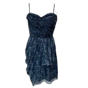 Rebecca Taylor Chase Me Animal Print Ruffle 100% Silk Chiffon Dress